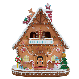 Nouveauté : Maison de Noël LED de 8 pouces avec mouvements et 8 chansons, utilisation intérieure, en polyrésine, décoration 2026 - Product Image 5