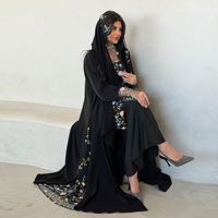Abaya de Dubaï transparente, robe hijab modeste et luxueuse, brodée à la main, longueur cheville, manches longues, coupe ample, robe musulmane, vêtements pour femmes