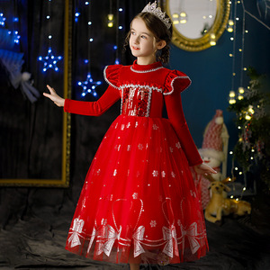 Nuevo Vestido de Fiesta de Manga Larga con Lentejuelas de Terciopelo para Niñas, Estilo Navideño - Product Image 6