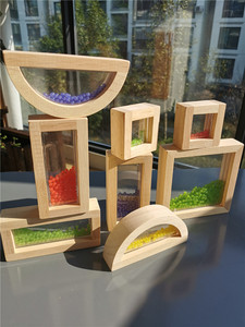 Đồ Chơi Bằng Gỗ Montessori Khối Cảm Giác Hạt Lỏng Cát Cao Su Gỗ Xếp Chồng Xếp Chồng Xây Dựng Acrylic - Product Image 3