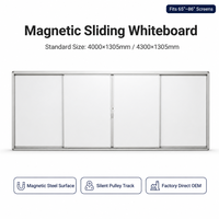 Tableau blanc coulissant durable avec rail de suspension, poulie silencieuse, magnétique, effaçable à sec, pour l'enseignement en classe et à l'école