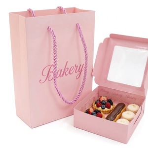 Bolsa de Papel Rosa para Comida para Llevar de Panadería, para Restaurantes, con Base y Asa Resistentes - Product Image 2