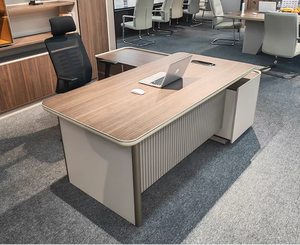 Escritorio de Oficina Moderno con Pedestal de Madera y Gabinete de Almacenamiento para Uso en Oficina en Casa, Diseño Minimalista, Estación de Trabajo Ejecutiva Independiente - Product Image 3