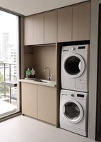 Meuble de rangement ultra-plat pour lave-linge intégré, idéal pour les petits appartements et les balcons