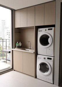 Meuble de rangement ultra-plat pour <span class=keywords><strong>lave</strong></span>-linge intégré, idéal pour les petits appartements et les balcons - Product Image 4