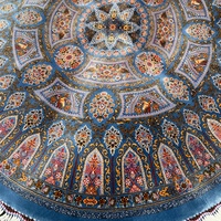 Tapis de sol rond bleu persan à motif floral octogonal pour salon, vente en gros, 100 cm