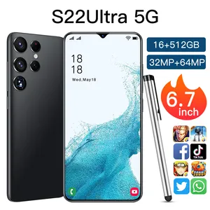 Galaxy S22 Ultra 512gb Android 5g telefon Smartphone Android 12.0 cep telefonları 2023 yeni 6.7 inç 16gb + akıllı telefon HD Android 12