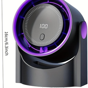 พัดลมขนาดเล็กพร้อมจอแสดงผลดิจิตอล LED แสดงผลแบบเรียลไทม์ 360 องศา °   พัดลมหมุนเวียนอากาศแบบชาร์จไฟได้สำหรับสำนักงาน พัดลมตั้งโต๊ะขนาดเล็ก - Product Image 2