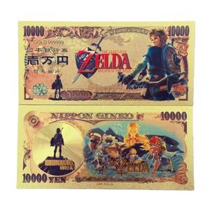 Billet de banque commémoratif <span class=keywords><strong>Zelda</strong></span>, personnage de jeu d'anime japonais, 10 000 Yen, feuille d'or, cadeau de collection, vente chaude - Product Image 4