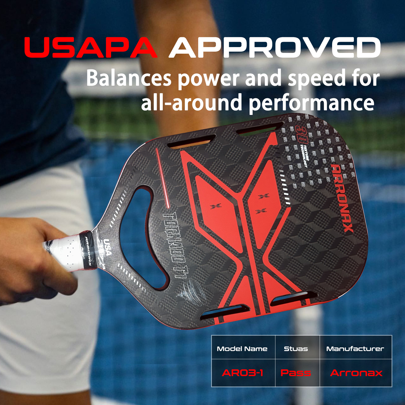 Arronax 3D 18k Carbon Fiber Pickleball Paddle - USAPA Approved