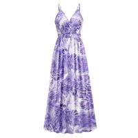 Robe d'été sexy à imprimé pour femme, col en V, bretelles fines, vente en gros