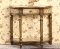Table de porche demi-ronde en bois massif européen, table d'appoint murale pour salon, chambre à coucher, table de porte - Vente en gros