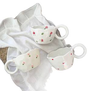Taza de Café de Cerámica Pintada a Mano Estilo Coreano, Taza de Porcelana Irregular con Asa, Taza para Latte, Taza de Desayuno de Alta Calidad, Herramienta para Cupcakes - Product Image 5