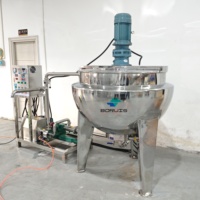 Machine industrielle de fabrication de sauces, mélangeur sphérique avec émulsifiant et pompe à rotor