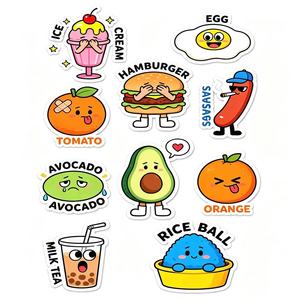 Pegatinas personalizadas selladas con vocabulario de alimentos y etiquetas para que los niños aprendan inglés de forma divertida con un libro de pegatinas infantiles. - Product Image 1