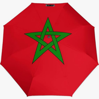 Parapluie pliant entièrement automatique, motif drapeau marocain, tissu imperméable durable de qualité supérieure, style culturel et thématique du pays