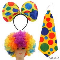 Nouveau costume de clown adulte fête Halloween carnaval adulte perruque, femme clown de cirque cosplay ensemble