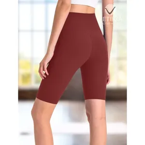 Shorts de Ciclismo de Cintura Alta para Mujer en Color Marrón Moca, Hechos de 80% Poliamida y 20% Elastano, Ajuste Deportivo Ideal para Ciclistas - Product Image 5