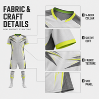 Conjunto de Camiseta y Pantalones Cortos de Fútbol Personalizados para Hombre, Cuello en V, Secado Rápido, Estampado Geométrico, para Partidos de Fútbol, OEM, ODM, Suministro al por Mayor