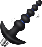 Alimenté par USB 16 modes de vibration Jouet sexuel anal pour hommes Vibromasseur Conception graduée Perles anales en silicone Bouchon anal