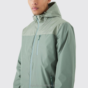 Manufacturer Custom Logo Sports Gym Trucker Anorak Colour Block Hooded Zip Through Rain <strong>Cagoule</strong> Running Windbreaker Jacket <strong>Men</strong> - Product Image 2