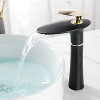 Robinets de salle de bain à poignée unique, noir, élégant, monotrou, lavabo, évier, mélangeur chaud et froid, robinets de salle de bain