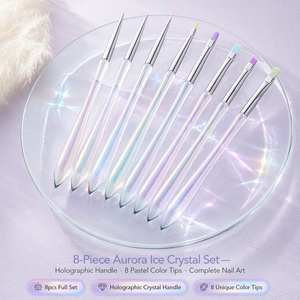 Nail Liner Flat Oval Brush <b>Set</b> Soft Nylon <b>Crimped</b> Bristle Acrylic Handle Gel Painting Tool for Home and Salon Manicure Use - Product Image 3