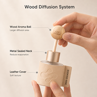 Diffuseur de parfum de luxe écologique 50 ml pour voiture avec boule en bois, huile parfumée, étui en cuir et design de bouteille pour la décoration de la maison et du véhicule