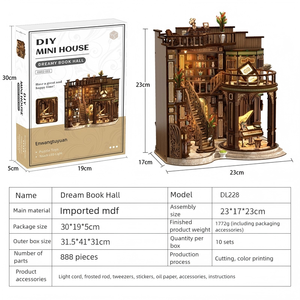 Kit Fai-da-Te Art Deco per <span class=keywords><strong>Casa</strong></span> in Legno Mobile - Modello 3D Book Nook per Decorazione Scrivania e Regalo di Nozze - Product Image 2