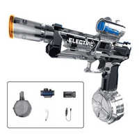 Pistolet à eau électrique automatique avec lumières de flamme réalistes, lanceur d'eau à tambour haute capacité, jouet de tir extérieur estival pour enfants