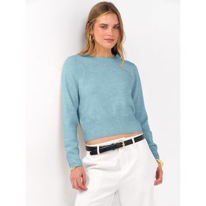 Women's Long Sleeve <b>Cropped</b> Crew Neck Sweater Light Weight Casual Autumn <b>Top</b> Anti Pilling - Product Image 5