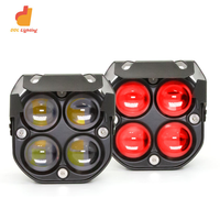 Phare de Travail LED 3 Pouces 40W 5D 4 Lentilles, Projecteur Anti-Brouillard à Conduite DRL Rouge pour Voiture 4x4 Tout-Terrain Camion Tracteur Moto à Encastrer