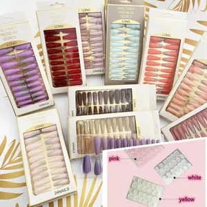 24pcs Stick-on Nails benutzer definierte mehrfarbige falsche Nägel volle Abdeckung 3D Acryl künstliche Nägel