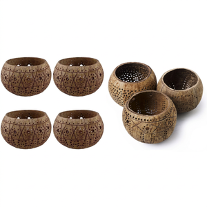 Portavelas de Coco Natural Ecológico al por Mayor, Portavelas de Coco Hecho a Mano, Resistente al Calor, Diseño Personalizado - Product Image 1