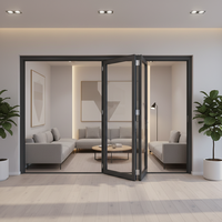 Porte coulissante pliante transparente, étanche, pour cuisine, salon, chambre, salle de bain, entrée, hôtel, séparateur d'intérieur en aluminium