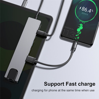 Lector de tarjetas 8 en 1 tipo C USB OTG Hub adaptador Ethernet USB C macho a 4K HDTV USB3.0 5Gbps estación de acoplamiento PD para Tablet PC