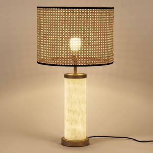 Nassi Italian Rattan <b>Table</b> <b>Lamp</b> 49cm High Led Light Source E27 Bulb <b>Base</b> Switch Control - Product Image 2