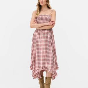 Vestido sin mangas con cuello Halter Maxi de celosía asimétrica informal natural dulce para mujer con estampado Digital - Product Image 4