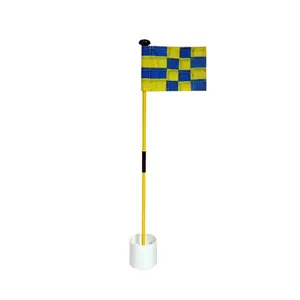 3 pies de fibra de vidrio 2 secciones a cuadros Golf Putting Green Flag Set Flag Hole Cup y Pole Flag Cup Holders para patio trasero