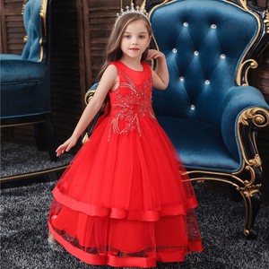 Noble princesse robe de mariage fille grosse fille rouge petite robe anniversaire fleur robe 8 ans - Product Image 2