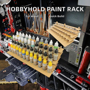 HobbyHold Wood Paint Rack Model Making 46 Holes Laser Cut 26mm Easy Assembly Floor Type Workshop Use for Vallejo <strong>Army</strong> <strong>Painter</strong> - Product Image 2