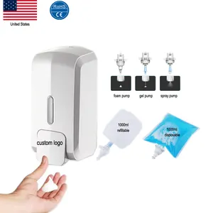 Tùy Chỉnh OEM 1000Ml Bơm Lại Thương Mại Chất Lỏng Tay Xà Phòng Dispenser Nhựa Bọt Của Nhãn Hiệu Xà Phòng Dispenser Với Bơm