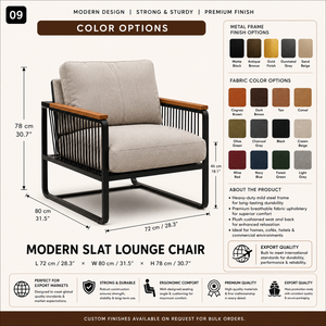 Fauteuil lounge moderne à lattes avec dossier en bois, confortable pour salon, chambre, bureau et réception - Product Image 2