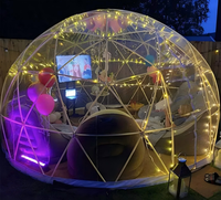 Tente dôme géodésique de camping extérieur de luxe, blanche, imperméable, avec structure en acier et matériau PVC résistant aux UV, double couche, type igloo
