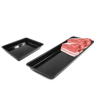 超市环保鲜肉塑料冷藏猪肉黑色展示盘