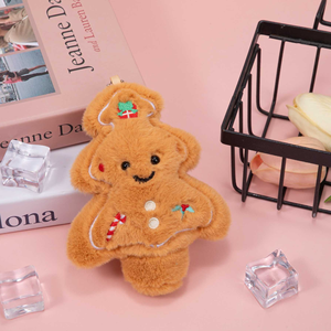 Meilleures ventes : Porte-clés en peluche Bonhomme de pain d'épices de Noël, jouets en peluche de 4 pouces, pour machine à grue d'arcade et présentation en magasin - Product Image 1
