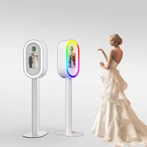 2024 nuova tendenza ovale portatile Photoboth macchina acquista una macchina per la cabina fotografica con luce ad anello RGB