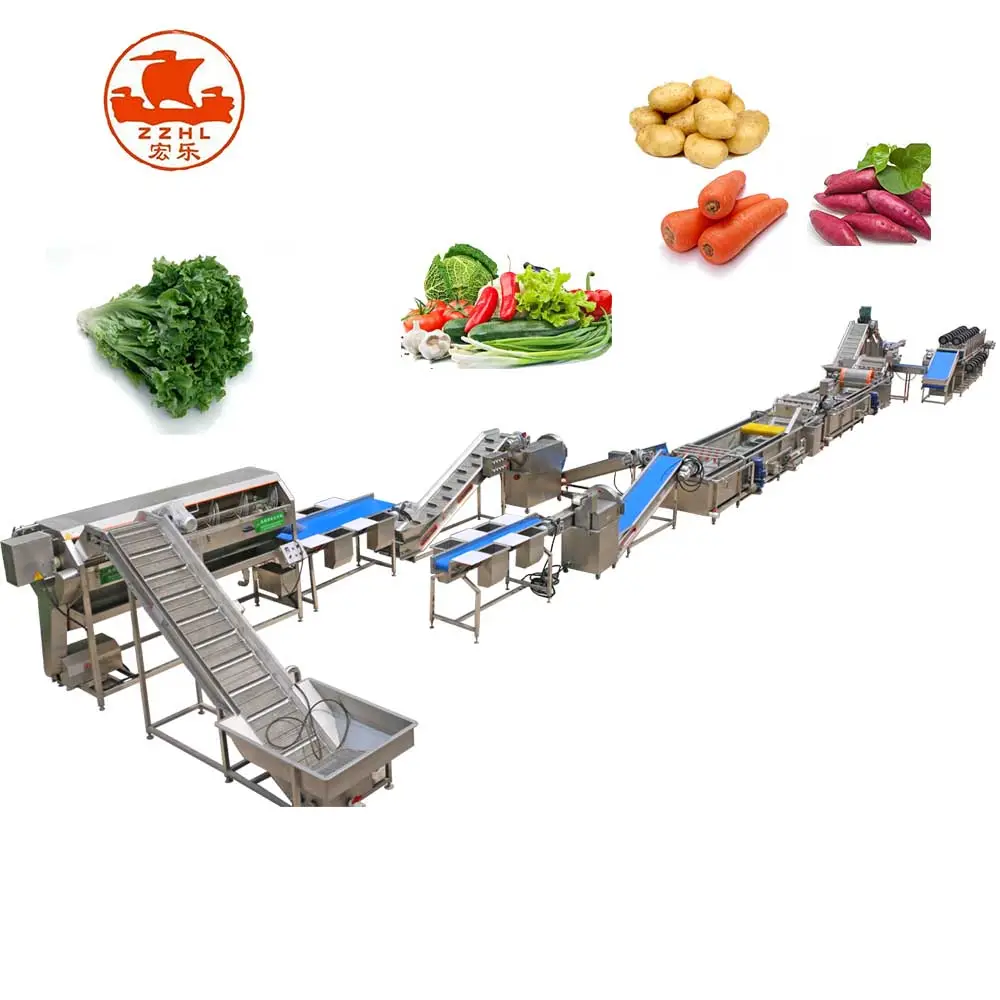 Full Automatic Clean Root Leafy Vegetable Asparagus Washing Processing Line/Fruit Washing Production Line