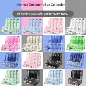 Wholesale Plastic Thickened Document Rack <b>File</b> <b>Box</b> Storage <b>Box</b> Desktop Document Holder Office Supplies Four-Section Bookend - Product Image 2