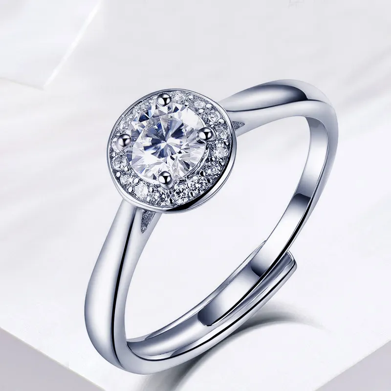 Factory made engagement moissanite diamond jewellery white gold and silver plated wedding bands
